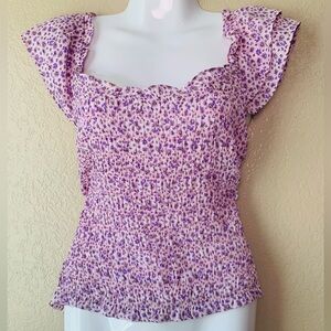 LUSH Stitch Fix Eliza Light Purple Smocked CottageCore Crop Top Size M NWT